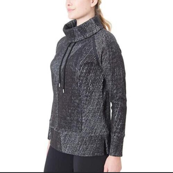 Kirkland Signature Charcoal Jacquard Pullover Cowl Funnel Neck Sweatshirt - Picture 1 of 6